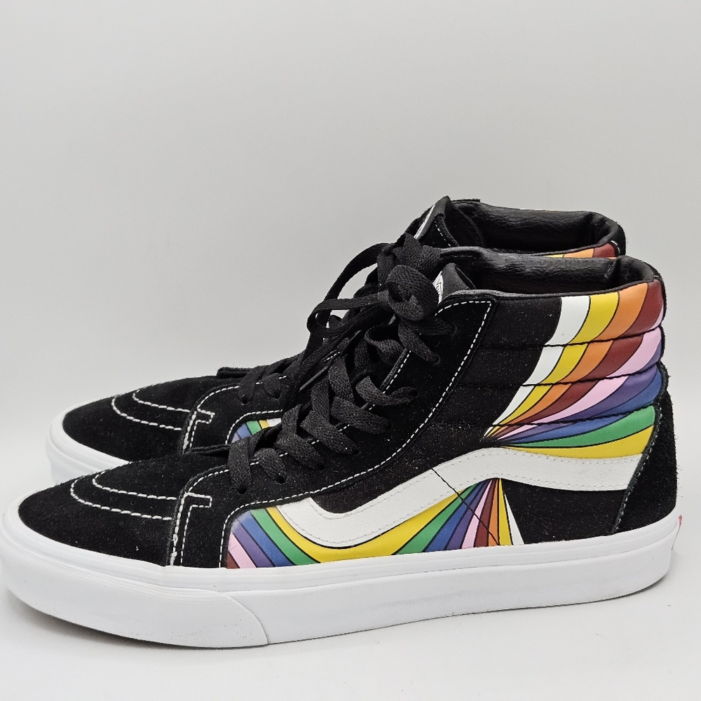 Rare htf Vans sk8-hi refract hightop rainbow skater sneakers size 10 in men